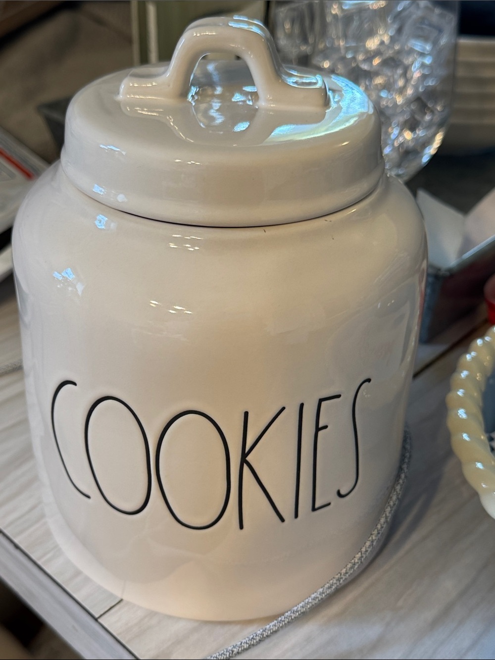 RAE DUNN Ceramic White Cookie Jar ‘COOKIES’ with Lid LIKE NEW